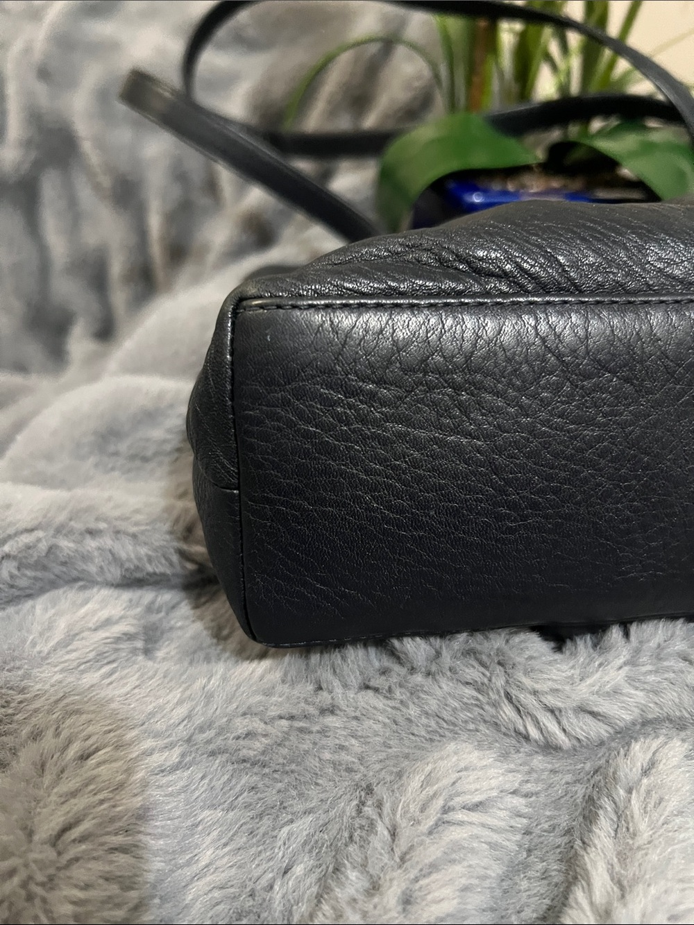 Stone Mountain Black Pebble Leather Shoulder Tote Bag GUC retail $79 - Picture 6 of 11